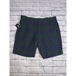 RLX Ralph Lauren Golf Shorts Men's 36 Green Blue Plaid Tailored Fit 9" Inseam